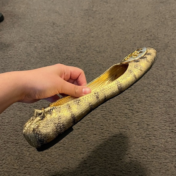 Tory Burch Reva Snakeskin Leather Flats - Picture 7 of 9